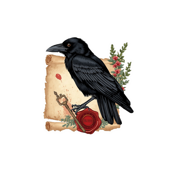 Raven & Key Sticker — Dark Academia Kiss-Cut Sticker